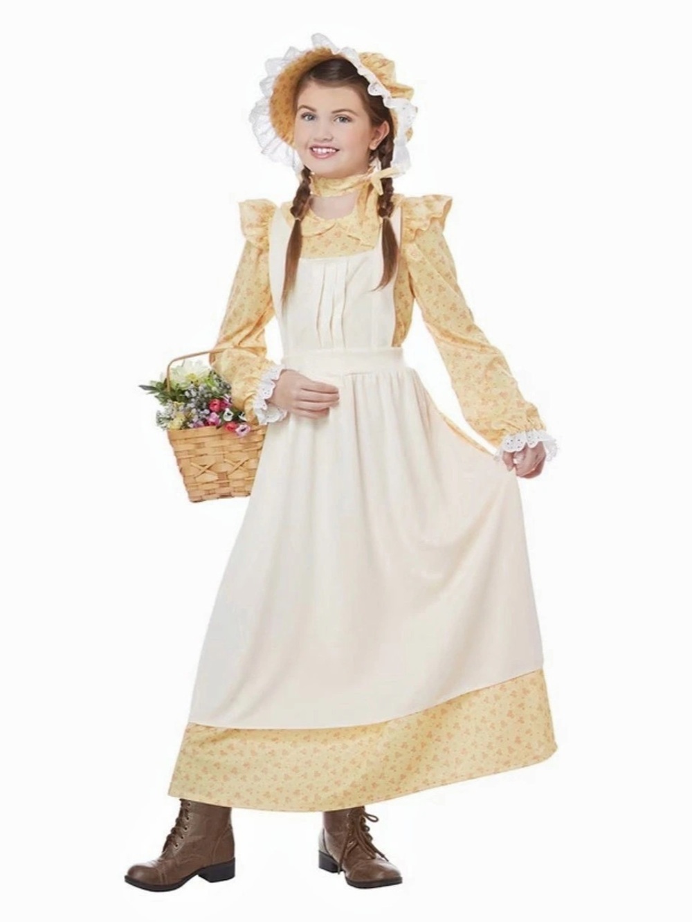 California Costumes Prairie Girl Child Costume Floral Dress size medium 8-10